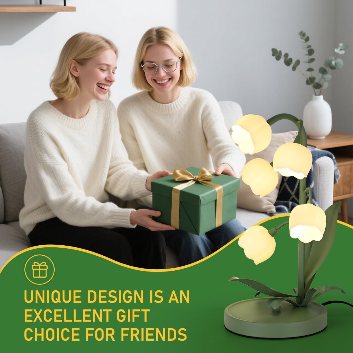 NewAoNaSen Flower Table Lamp Flower Reading Light with 5 Lily of The Valley