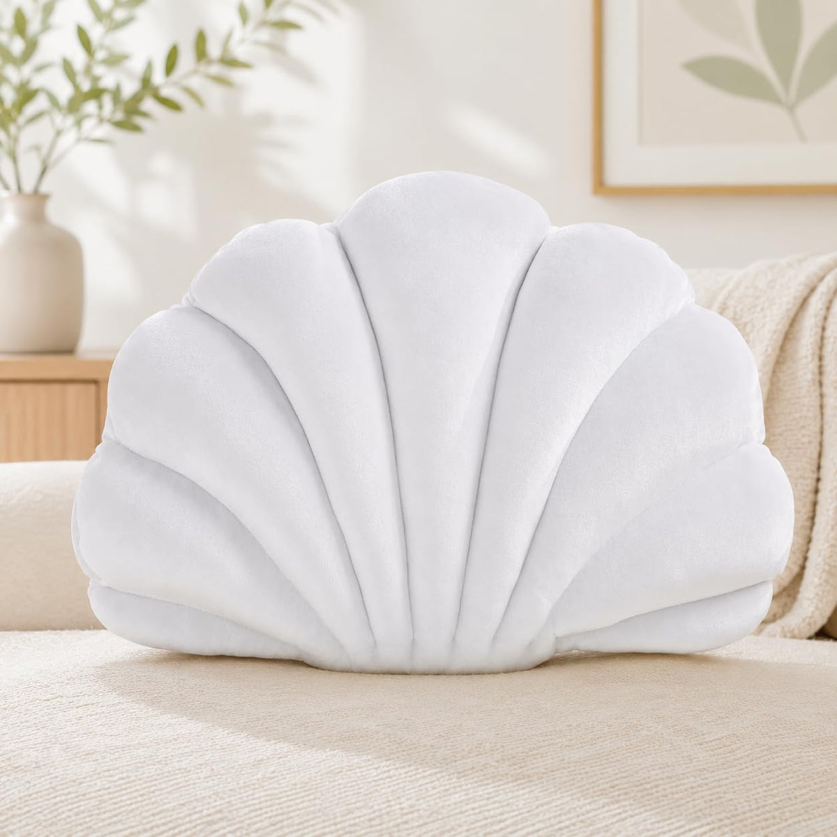 CANGHI Shell Pillow, Seashell Pillow,Seashell Throw Pillows,White 13"x10"