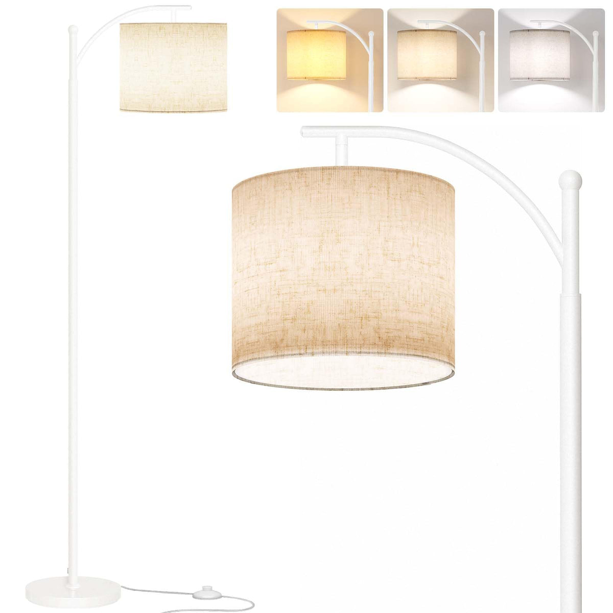 SUNMORY Arc Floor Lamp, Modern Floor Lamp with 3 Color Temperatures Bulb