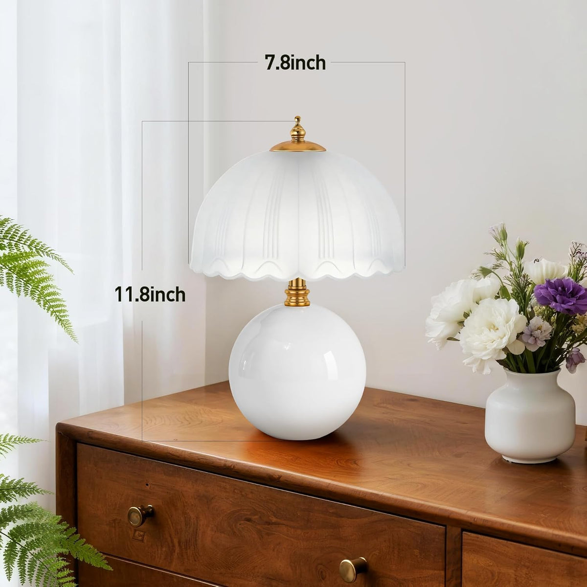 LONRISWAY Mushroom Table Lamp for Bedroom, Small Bedside Ceramic lamp for Living Room Nightstand, Cute Mini Modern Mid-Century Style Lamp, Unique Aesthetic Home Decor Lighting