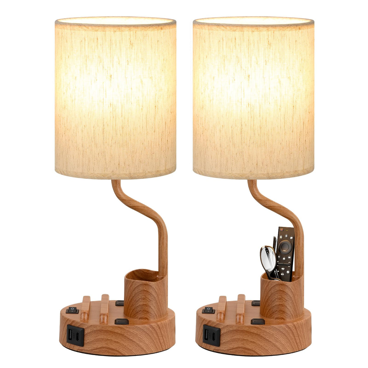 Fenmzee Bedside Lamps for Bedroom Set of 2 - Table Desk Lamp for Nightstand