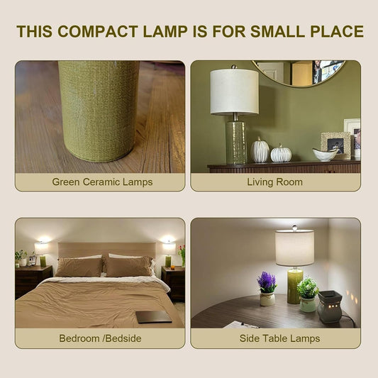 20.25" Small Single Table Lamp for Bedroom Modern Ceramic Nightstand Lamp