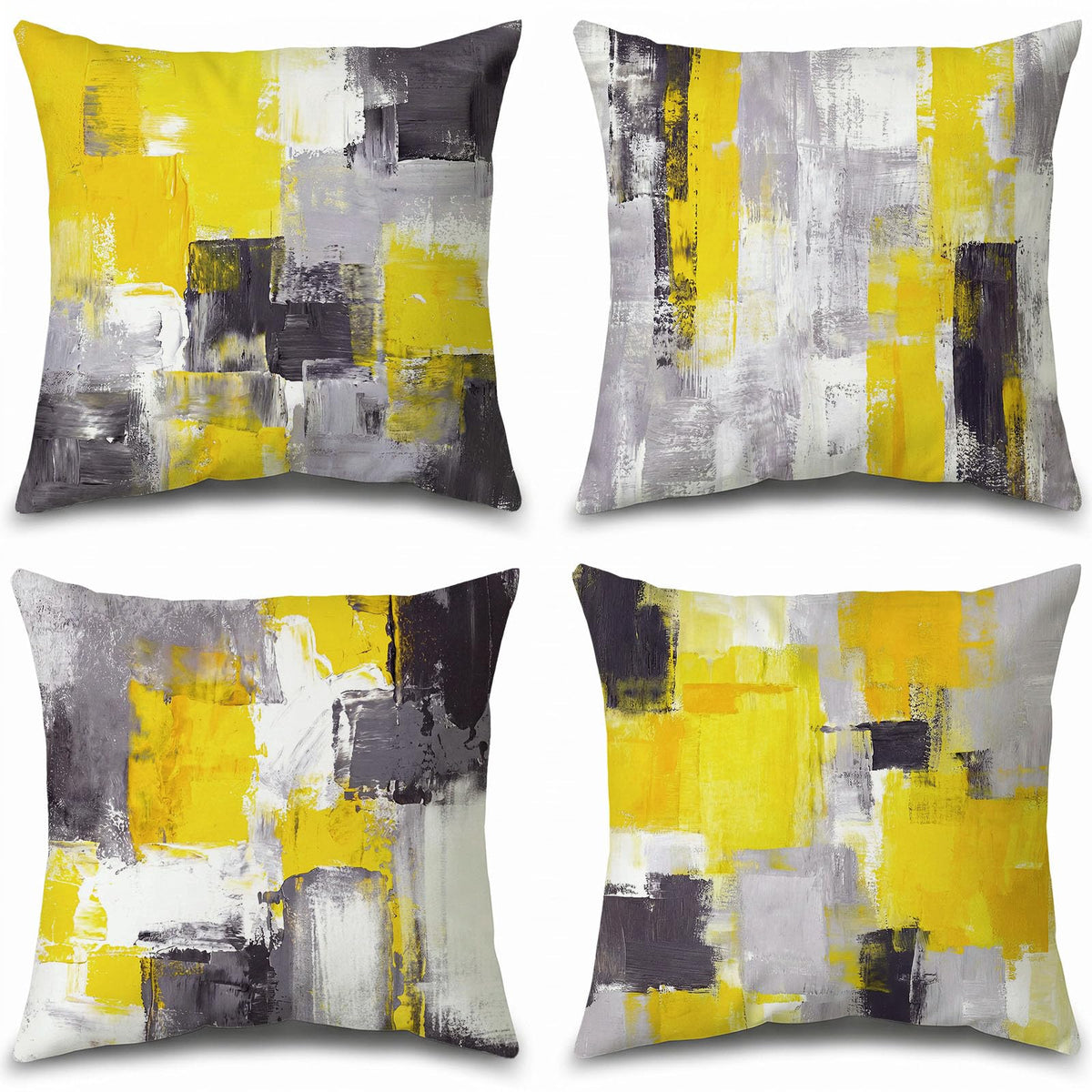 Set of 4 Blue and Grey Abstract Art Artwork Pillow Cover 18 x 18 Inch, Gallery Modern Decorative Throw Pillows Cushion Cover for Bedroom Sofa Living Room