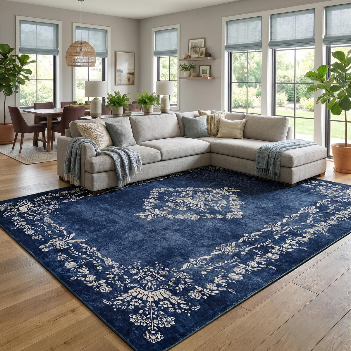 FlyDOIT 5x7 Large Area Rugs for Living Room, Green