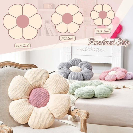 Kcvvcr Flower Throw Pillow, Soft Sage Green 14.9" Shaped Floor Pillow for Home Decor, Cute Aesthetic Plush Decorative Pillows for Bed, Sofa, Couch