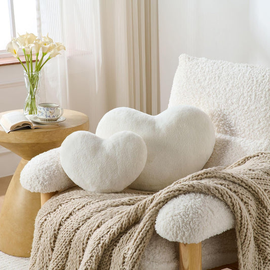 2PCS Heart Throw Pillows Room Decor Home Decor Bedroom Decor,White 9"*13"