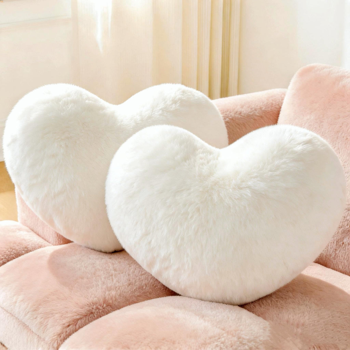 2PCS Heart Throw Pillows Room Decor Home Decor Bedroom Decor,White 9"*13"