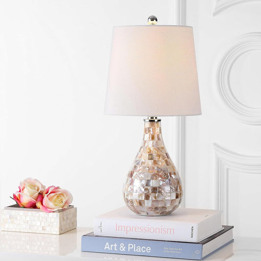 JONATHAN Y Mona Coastal Mini LED Table Lamp 20.5" Bedside, Seashell