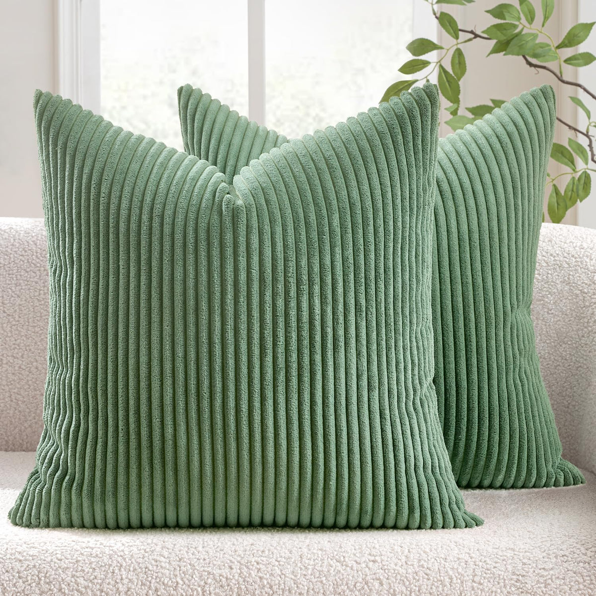 MIULEE Fall Decorative Corduroy Throw Pillow Covers Set of 2 18x18 Orange