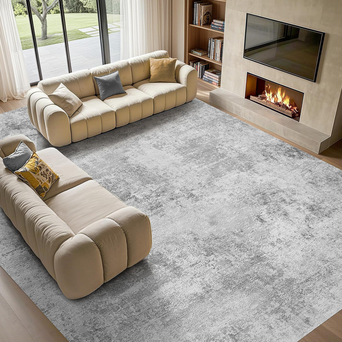 Tortania Area Rug Living Room Rugs - 5x7 Washable Large Soft Neutral Boho Moroccan Bohemian Farmhouse Rug Indoor Floor Carpet for Bedroom Under Dining Table Home Office Decor - Cream Brown