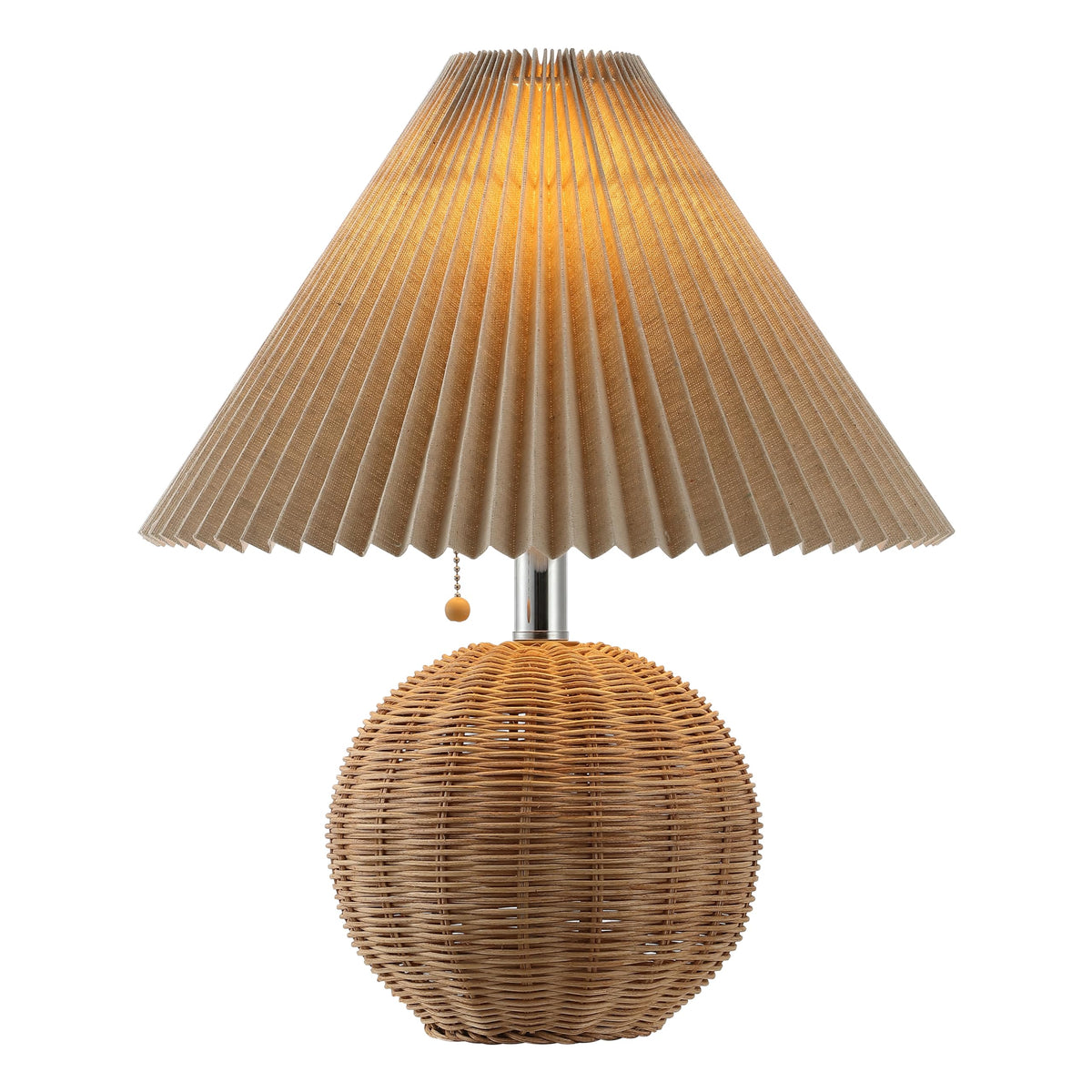 JONATHAN Y Aksel Sphere Table Lamp Coastal 17.25", Brown Wood Finish