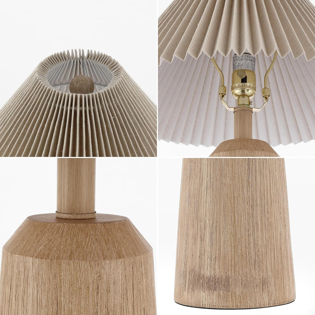 JONATHAN Y Arvid Table Lamp 20.5" Resin Metal Bedside, Beige Wood Finish
