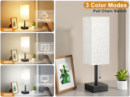 Small Bedside Table Lamp for Bedroom - Desk Lamp For Nightstand, USB C+A