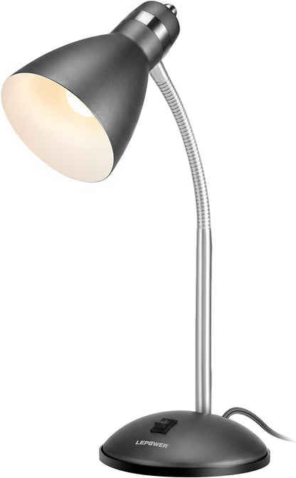 LEPOWER Metal Desk Lamp, Adjustable GooseNeck Reading Light for Bedroom