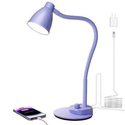 BOHON LED Desk Lamp with USB Charging Port 3 Color Modes Dimmable, Black