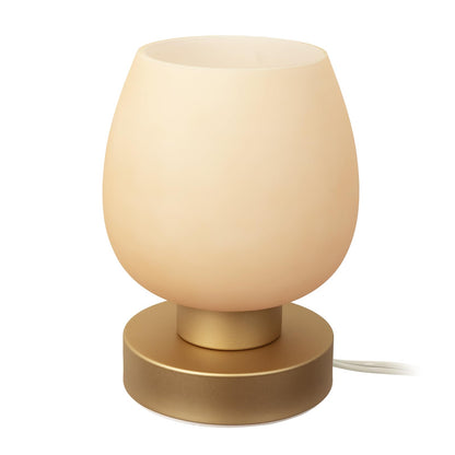 ONEWISH Small Bedside Lamp for Bedroom, 3-Way Dimmable Touch Control, 600 Lumen Bright Opal Glass Shade, 7.5 Inch Ultra Compact Nightstand Lamp, Warm White 2700K LED Bulb Included, Modern Design