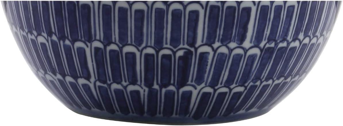 JONATHAN Y Ronald 21" Ceramic Scallop Sphere Table Lamp, Navy
