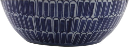 JONATHAN Y Ronald 21" Ceramic Scallop Sphere Table Lamp, Navy