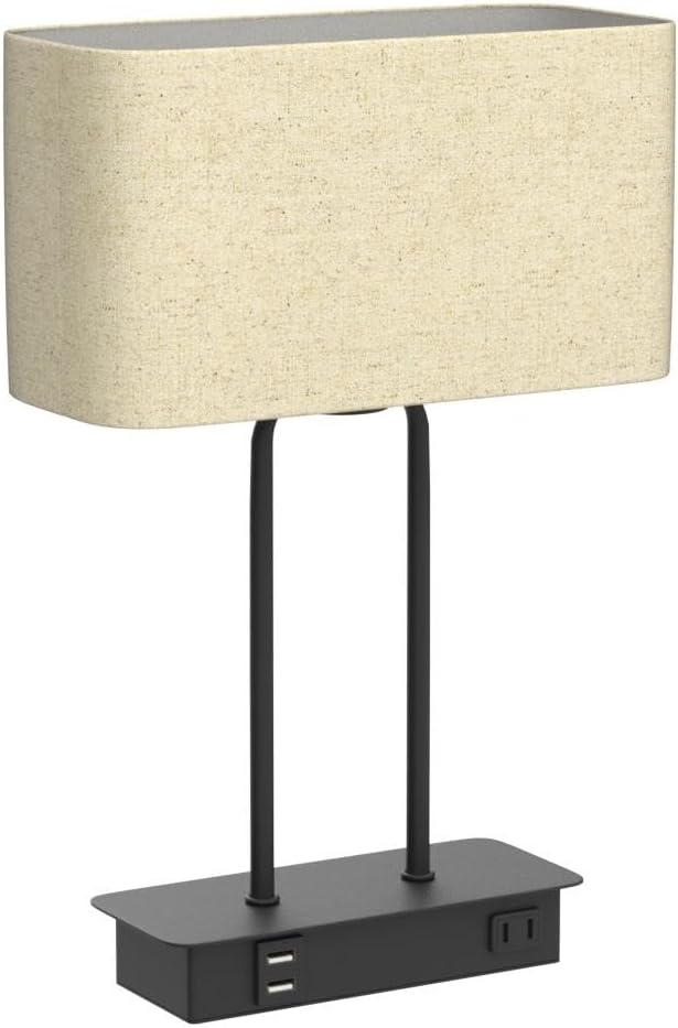 BesLowe 16’’ Table Lamp for Bedroom, Bedside Nightstand Lamp with LED Bulb
