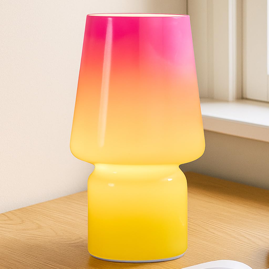 Mushroom Lamp,Small Table Lamp,Mini Cute Lamp Nightstand Lamp Kitchen Glass,Translucent Raindrop,Suitable for Bedrooms, Kitchens, Bedside, Girl Gifts(Raindrop Black)
