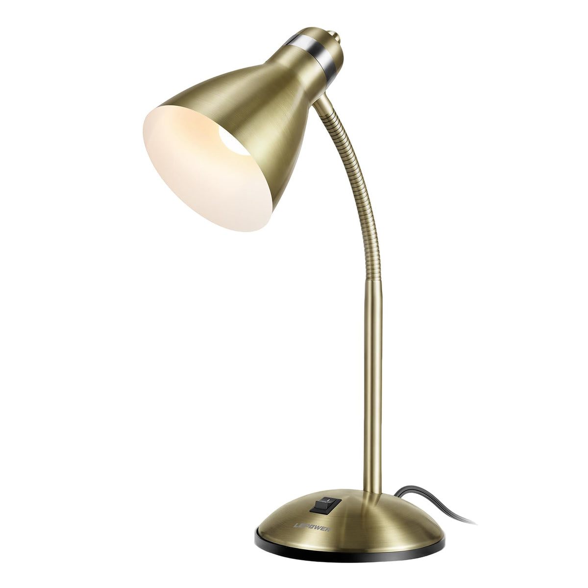 LEPOWER Metal Desk Lamp, Adjustable GooseNeck Reading Light for Bedroom