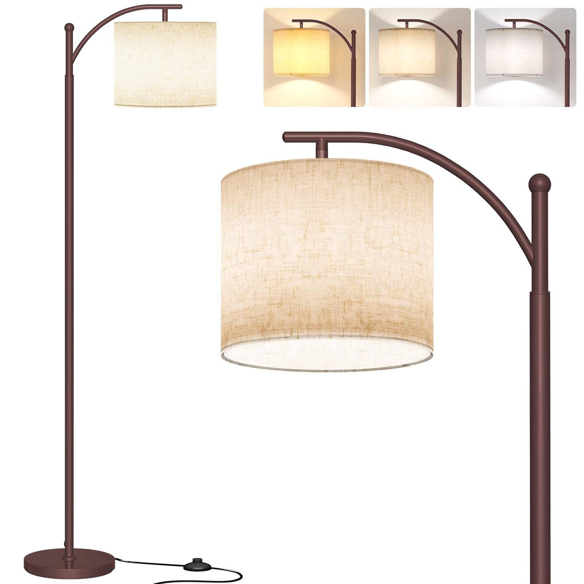 SUNMORY Arc Floor Lamp, Modern Floor Lamp with 3 Color Temperatures Bulb