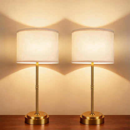 AWOKE 17.7-Inch Tall Cordless Table Lamp, 7500mAh Long-Lasting Battery Operated Light, Stepless Dimmable 3000K Warm Desk Lamp with Easy-Assembly DIY Fabric Shade for Bedroom and Nightstand