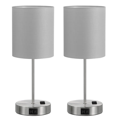 Fenmzee Touch Lamps for Bedroom Set of 2 - Dimmable, USB C+A, AC Outlet
