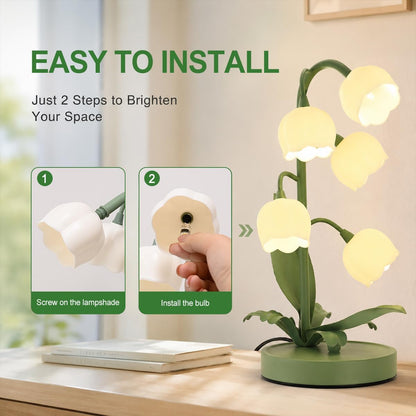 NewAoNaSen Flower Table Lamp Flower Reading Light with 5 Lily of The Valley