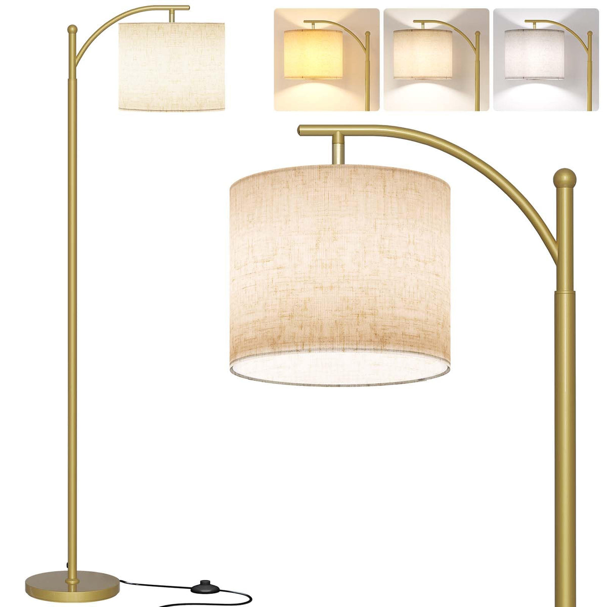 SUNMORY Arc Floor Lamp, Modern Floor Lamp with 3 Color Temperatures Bulb