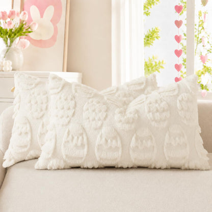 decorUhome Faux Fur Plush Soft Beige Throw Pillow Covers 18x18 Set of 2