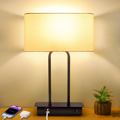BesLowe 16’’ Table Lamp for Bedroom, Bedside Nightstand Lamp with LED Bulb