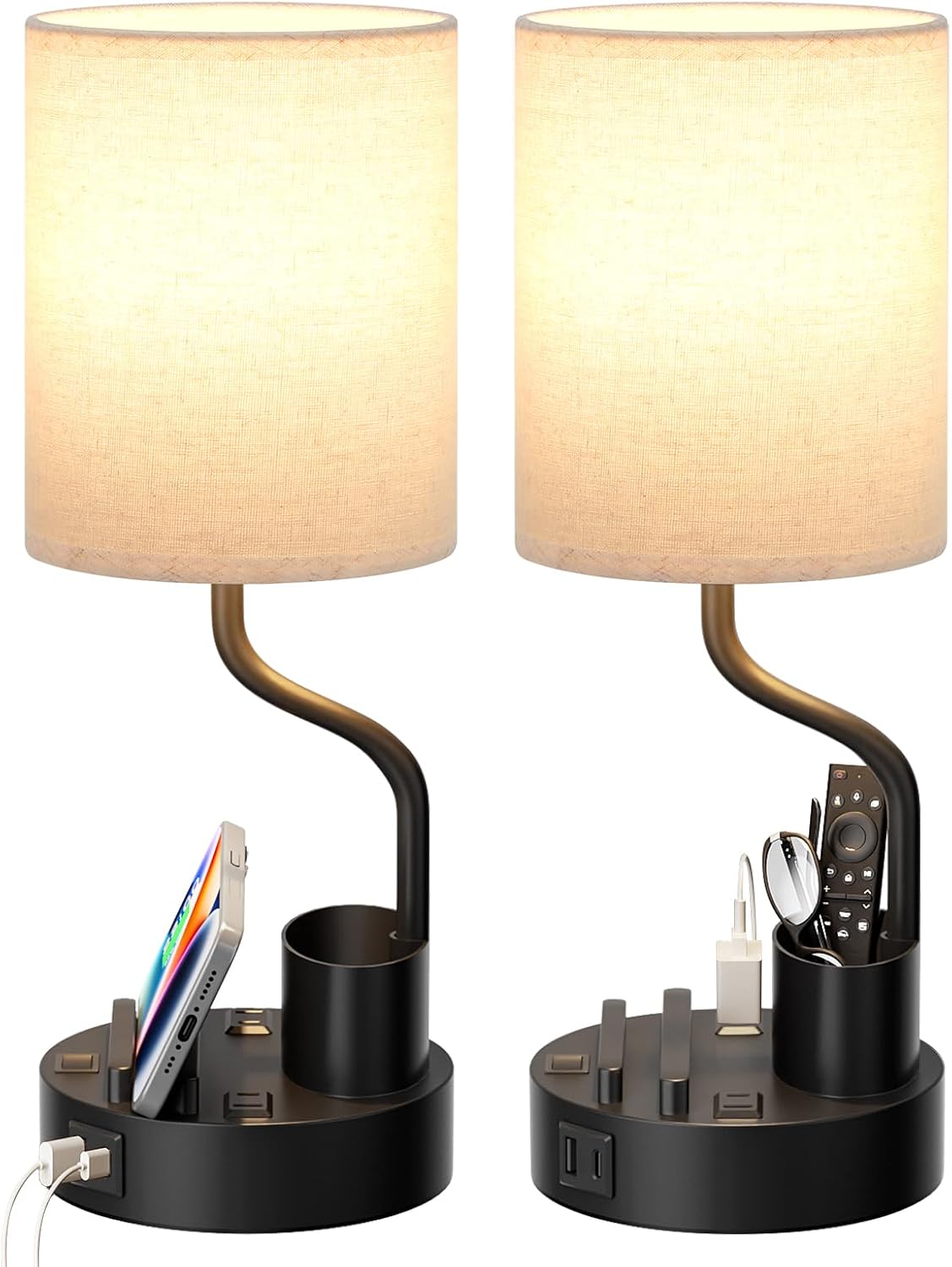 Fenmzee Bedside Lamps for Bedroom Set of 2 - Table Desk Lamp for Nightstand