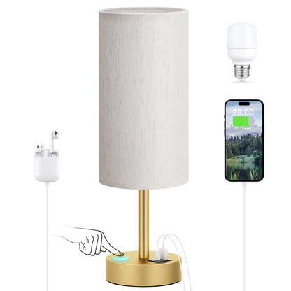 Dicoool Bedside Table Lamp for Bedroom - 3-Way Dimmable Touch Lamp, USB A+C