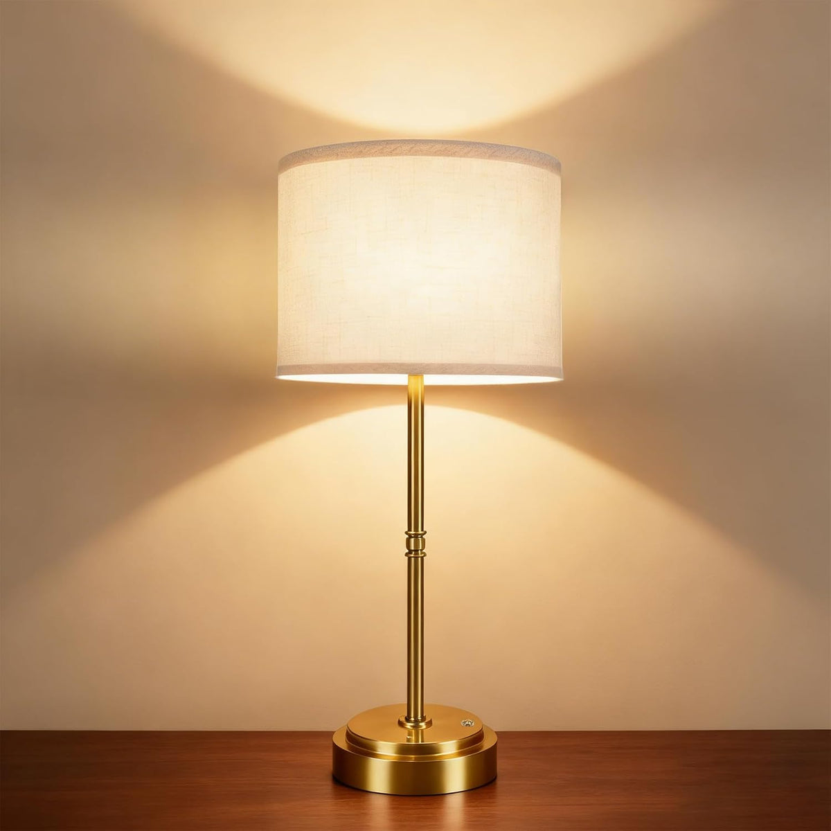 AWOKE 17.7-Inch Tall Cordless Table Lamp, 7500mAh Long-Lasting Battery Operated Light, Stepless Dimmable 3000K Warm Desk Lamp with Easy-Assembly DIY Fabric Shade for Bedroom and Nightstand