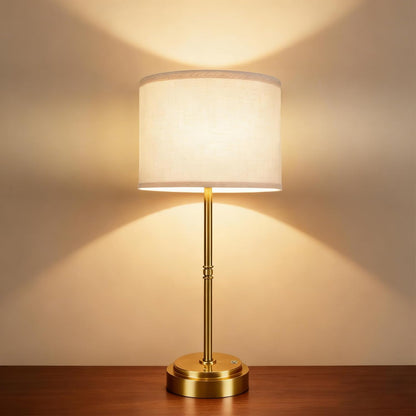 AWOKE 17.7-Inch Tall Cordless Table Lamp, 7500mAh Long-Lasting Battery Operated Light, Stepless Dimmable 3000K Warm Desk Lamp with Easy-Assembly DIY Fabric Shade for Bedroom and Nightstand