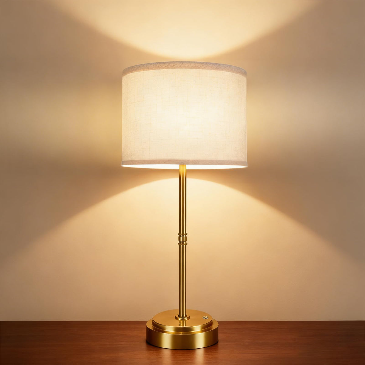 AWOKE 17.7-Inch Tall Cordless Table Lamp, 7500mAh Long-Lasting Battery Operated Light, Stepless Dimmable 3000K Warm Desk Lamp with Easy-Assembly DIY Fabric Shade for Bedroom and Nightstand