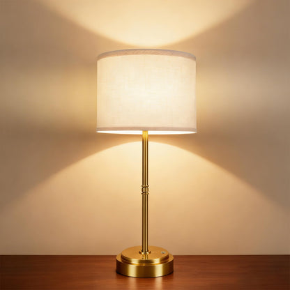 AWOKE 17.7-Inch Tall Cordless Table Lamp, 7500mAh Long-Lasting Battery Operated Light, Stepless Dimmable 3000K Warm Desk Lamp with Easy-Assembly DIY Fabric Shade for Bedroom and Nightstand