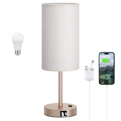 Dicoool Bedside Table Lamp for Bedroom - 3-Way Dimmable Touch Lamp, USB A+C