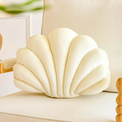 Lfsaaj Ivory Seashell Throw Pillows, Shell Shaped Throw Pillows, 13 Inch Soft Home Decorative Pillow Plush Cushion for Bed Couch Living Sofa Room Decor Accent Throw Pillow