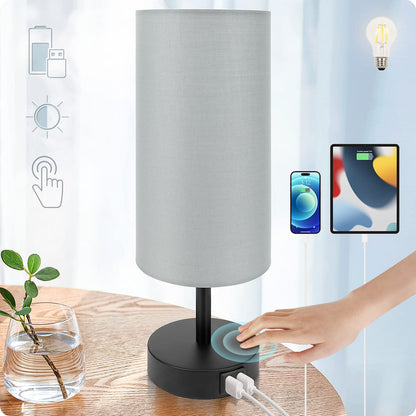 Yarra-Decor Bedside Table Lamp with USB Ports, Touch Dimmable Nightstand