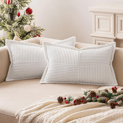 MIULEE Decorative Throw Pillow Covers for Couch 18x18 Inch Beige 2 Pack