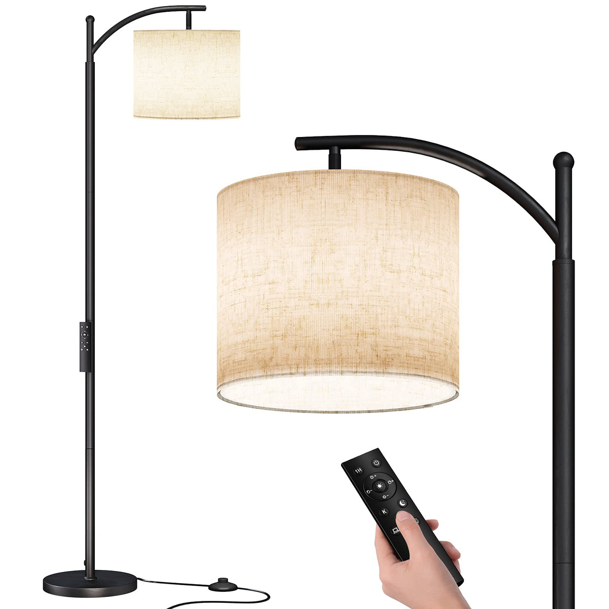 SUNMORY Arc Floor Lamp, Modern Floor Lamp with 3 Color Temperatures Bulb