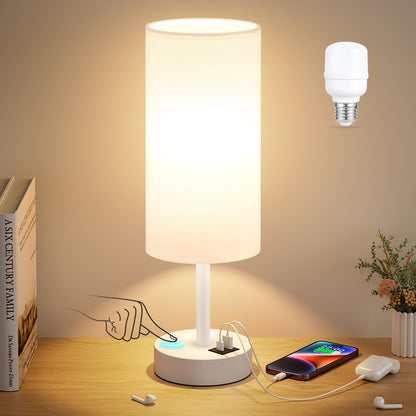 Dicoool Bedside Table Lamp for Bedroom - 3-Way Dimmable Touch Lamp, USB A+C