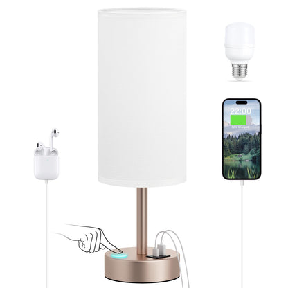 Dicoool Bedside Table Lamp for Bedroom - 3-Way Dimmable Touch Lamp, USB A+C
