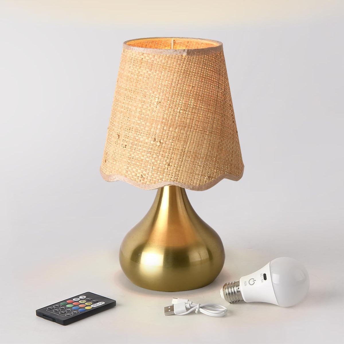 Ziqqeelam Brown Small Bedside Table Lamp for Bedroom, Farmhouse Bedroom Lamps for Nightstand, Rattan Lamp Shade Table Lamps for Small Spaces for Kitchen Counter, Home Office, Living Room, Kids Dorm