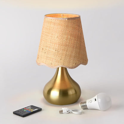 Ziqqeelam Brown Small Bedside Table Lamp for Bedroom, Farmhouse Bedroom Lamps for Nightstand, Rattan Lamp Shade Table Lamps for Small Spaces for Kitchen Counter, Home Office, Living Room, Kids Dorm