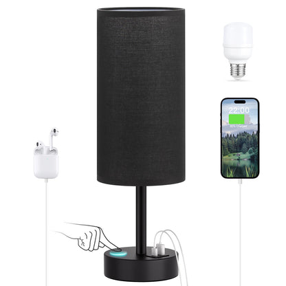Dicoool Bedside Table Lamp for Bedroom - 3-Way Dimmable Touch Lamp, USB A+C