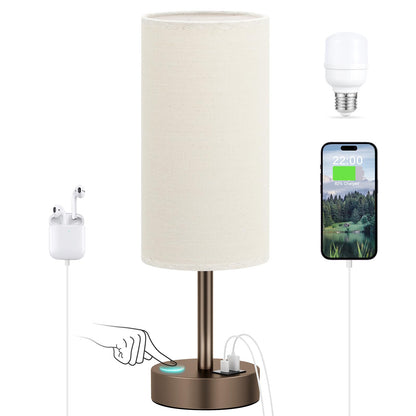 Dicoool Bedside Table Lamp for Bedroom - 3-Way Dimmable Touch Lamp, USB A+C