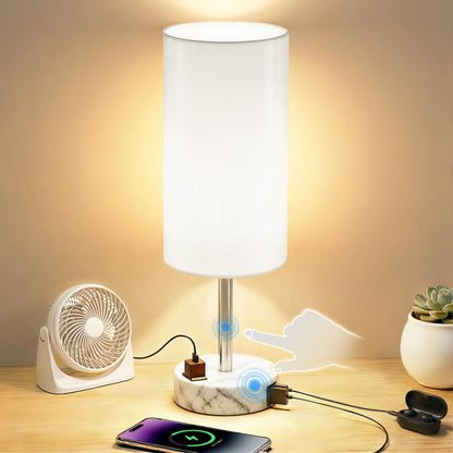 Table Lamp for Bedroom, High-Sensitivity Touch, AC Outlet, USB A+C